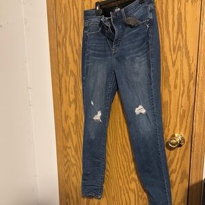LuLaRoe Blue Skinny Jeans with Distressed Details